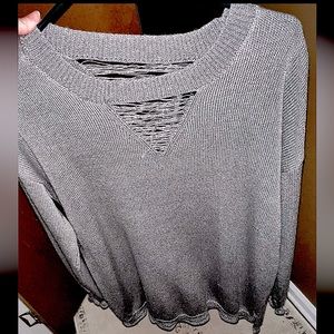 Lane Bryant Silver Distressed 18/20 Sweater in EUC